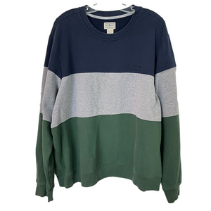 L.L.Bean 1912 Men's Crewneck Sweatshirt Colour-Block Navy Gray Green Preppy XL